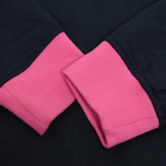 Simply Southern Black Pink Quilted 1/4 Snap Pullover Size M Sweatshirt Jacket - Picture 11 of 13